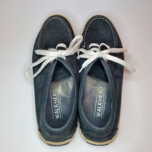 LL Bean Campside Blucher Mocs Women’s Size 8.5M Black Leather White Laces Shoes - Picture 6 of 7